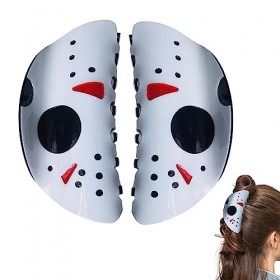 Épingle à cheveux dHalloween, 2PCS Funny Big Skull Ponytail Clip Hair Accessories, Gothic Punk Rock Scream Hair Clip for Wom