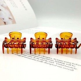 LYQNIHOB Lot de 12 Mini Pinces à Cheveux Antidérapantes en Plastique Marron - Idéales pour Filles et Femmes - Pinces à Griffe