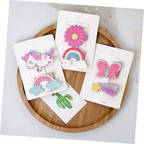 minkissy 6 Pièces Rose En Cuir Barrettes Cheveux Accessoires Pour Cheveux Clip Pinces À Cheveux Licorne Chouchous Élastiques 