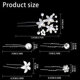 36 Pcs Épingles à Cheveux de Mariage, Mariée en forme de U bijoux de cheveux,Perle Fleur Cristal Strass Pinces À Cheveux Demo