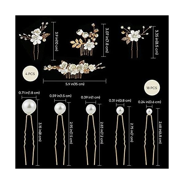 Taumie Épingle à Cheveux Mariage, Lot de 22 Pièces Pince à Cheveux en Strass, Bijoux cheveux mariage, Cheveux Accessoires pou