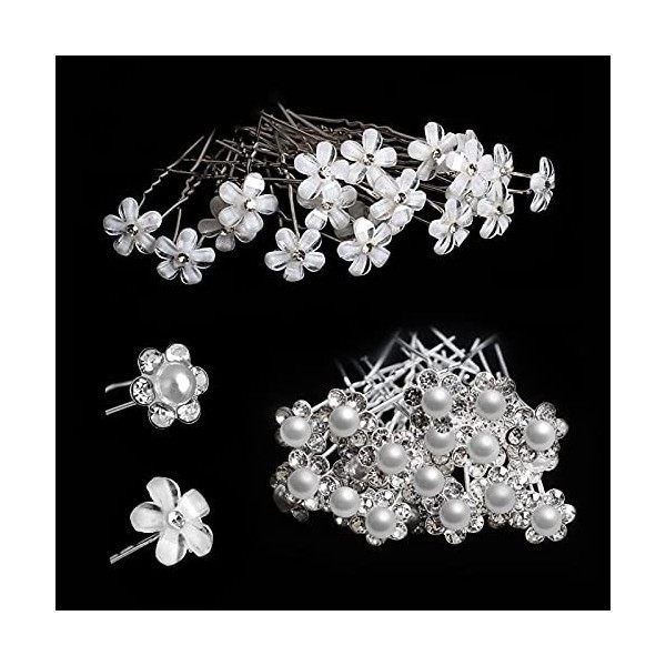 20 Pièces Épingle à Cheveux de Marriage en Strass, pince a cheveux en forme de U,cristal de fleurs forme,Accessoire Bijoux po