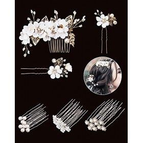 LUNEKUCK 33 Pcs Accessoire Cheveux Mariage Barrette Cheveux Femme - Epingle Chignon Mariage Pince Cheveux Mariage pour Décore