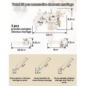 LUNEKUCK 33 Pcs Accessoire Cheveux Mariage Barrette Cheveux Femme - Epingle Chignon Mariage Pince Cheveux Mariage pour Décore