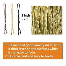 150 Pièces Épingles à Cheveux, 2 Inches Métal Invisible Bobby Pins, 3 Couleurs Mini Barrettes Pince à Cheveux Bun Ondulée Ave