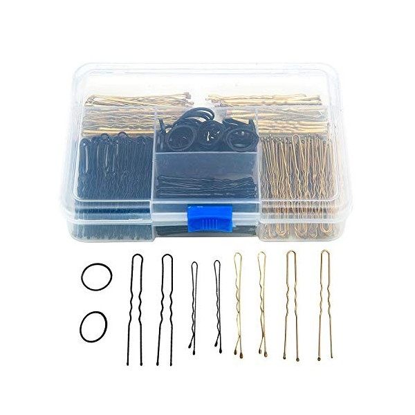 Czemo 200 Pièces Bobby Pins et Épingles à Cheveux en Forme de U 5 cm 6 cm et 120 Pièces Bandes de Cheveux en Caoutchouc avec 