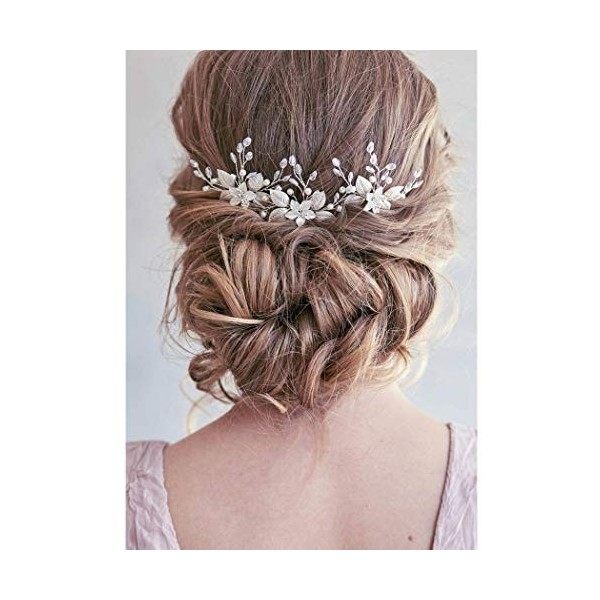 Unicra Wedding Flower Épingles À Cheveux De Mariée Coiffures Pièces De Cheveux De Mariage Accessoires de mariée Lot de 3 a