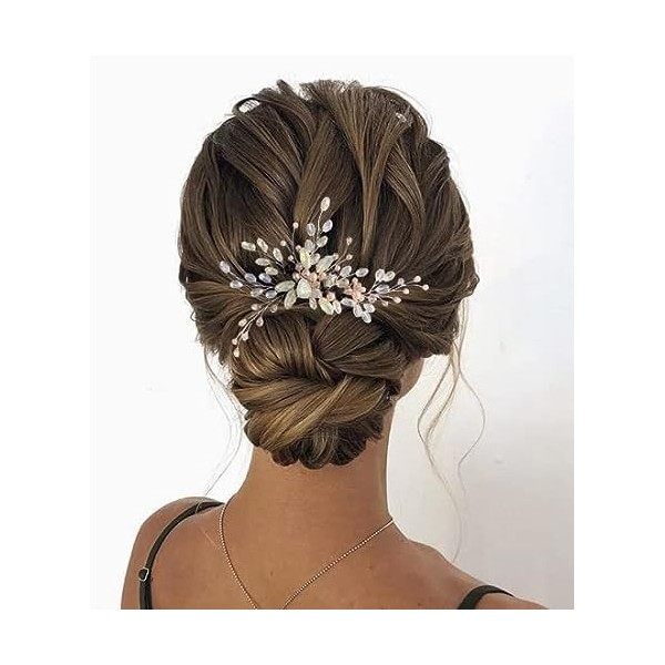 Unicra Wedding Flower Épingles À Cheveux De Mariée Coiffures Pièces De Cheveux De Mariage Accessoires de mariée Lot de 3 a