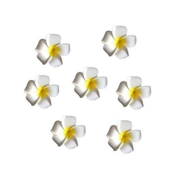 QUUPY Lot de 12 pinces à cheveux en mousse de 6 cm avec fleur de plumeria hawaïenne - Pour mariage, fête, plage, décoration -