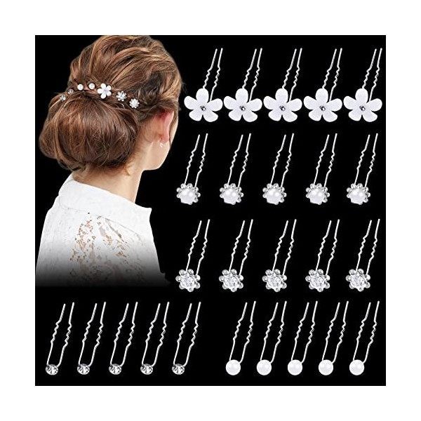 25 Pièces Épingle à Cheveux Mariage Accessoire Cheveux Mariage Pince Cheveux Mariage Pince Chignon pour Femmes et Filles