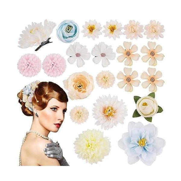 21PCS Barrette Fleur Artificielle Pince à Cheveux Bohême Hair Clips Multicolore Epingle à Cheveux pour les Femmes Filles Hawa