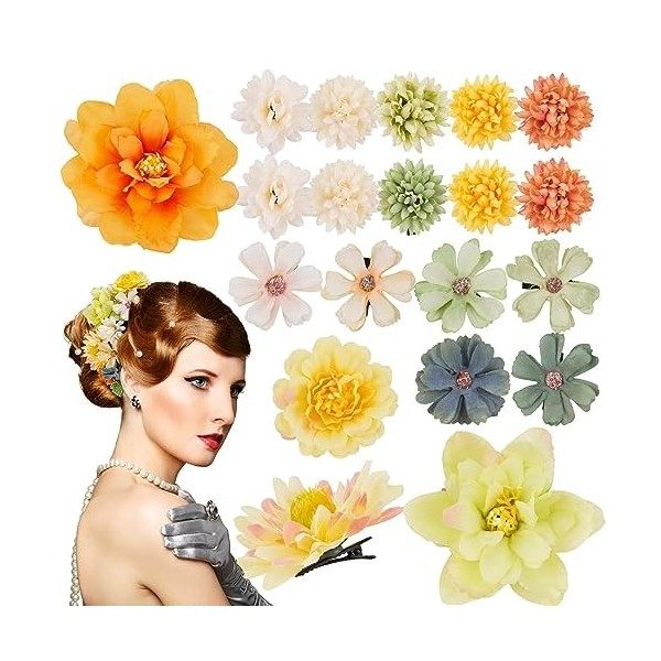 21PCS Barrette Fleur Artificielle Pince à Cheveux Bohême Hair Clips Multicolore Epingle à Cheveux pour les Femmes Filles Hawa