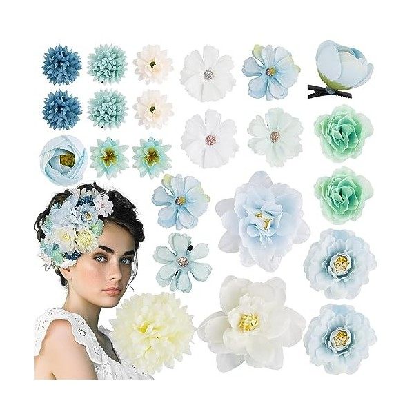 21PCS Barrette Fleur Artificielle Pince à Cheveux Bohême Hair Clips Multicolore Epingle à Cheveux pour les Femmes Filles Hawa