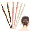 Molain 6 Pièces Acétate Bâtons De Cheveux Imprimé Léopard Tortue Shell Cheveux Pins Rétro Simplicité Vintage Cheveux Baguette