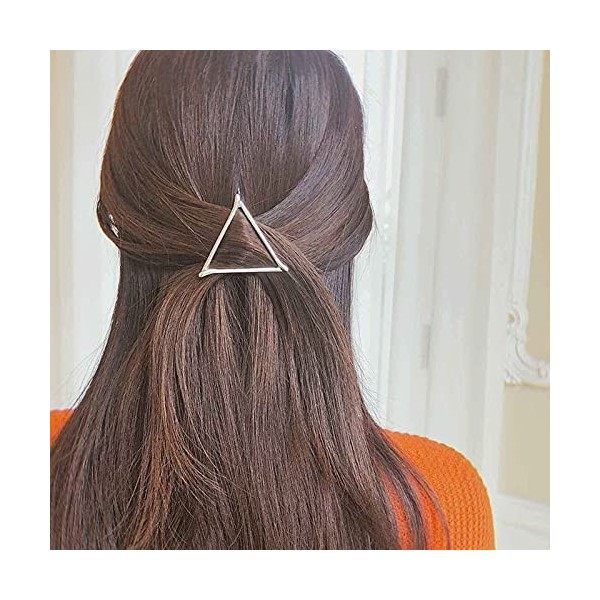 Yheakne Barrette à cheveux circulaire creuse ronde dorée - Épingle à cheveux minimaliste - Accessoire de cheveux en métal pou