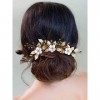 Vakkery Accessoires de cheveux de mariage Fleur pour cheveux de mariage Épingles à cheveux de mariée en or pour femmes et fil