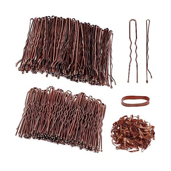 Épingles à Cheveux, SANNIX 200 Pièces Bobby Pins et Epingle Cheveux Femme en Forme de U 5 cm et 100 Pièces Bandes de Cheveux 