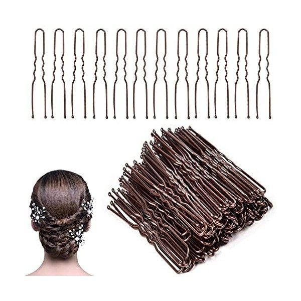 50 pièces Kit Epingles à Cheveux 6 cm/2.36inch Pince à Cheveux à Maintien pour Femmes Filles et Salon de Coiffure Marron …