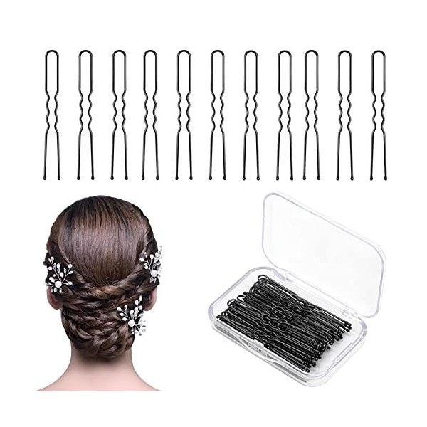 50 pièces Kit Epingles à Cheveux 6 cm/2.36inch Pince à Cheveux à Maintien pour Femmes Filles et Salon de Coiffure Marron …