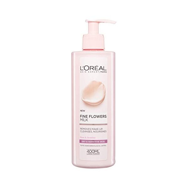 LOréal Paris Fine Flowers Lait nettoyant pour peaux sèches et sensibles 400 ml Crème Jour et Nuit