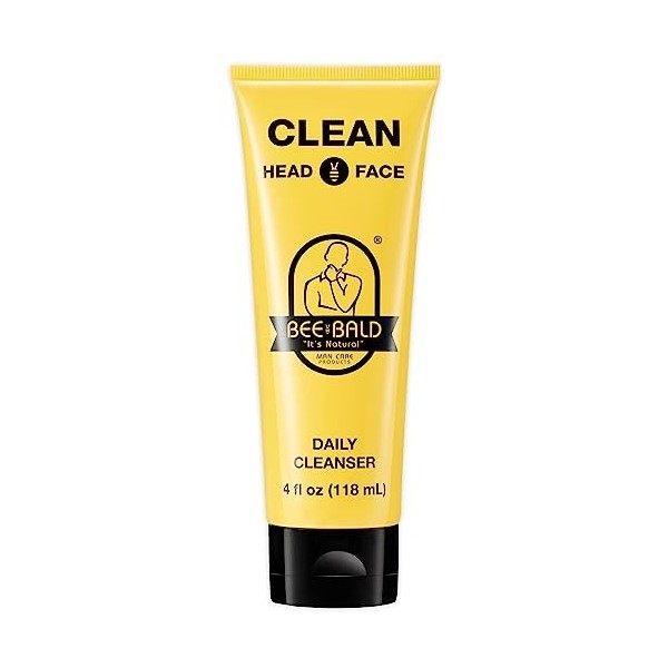 Bee Bald CLEAN Nettoyant Quotidien - Nettoyant Rafraîchissant Visage et Tête pour Hommes et Femmes avec une Sensation Fraîche