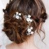 Simsly Lot de 3 Accessoires de Cheveux de Mariage Blanc Fleur pour Cheveux de Mariage Épingles à Cheveux de Mariée en Cristal