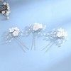 Simsly Lot de 3 Accessoires de Cheveux de Mariage Blanc Fleur pour Cheveux de Mariage Épingles à Cheveux de Mariée en Cristal