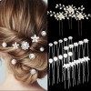 23pcs épingles à cheveux de mariage, pinces à cheveux strass perle de mariée, accessoires de cheveux en cristal de fleur en f