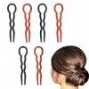 Épingles à Cheveux de Style Dame,6 Pièces Magic Simple Spirale Rapide Tresse de Cheveux Torsion Coiffant Clip Pin Noir et Br