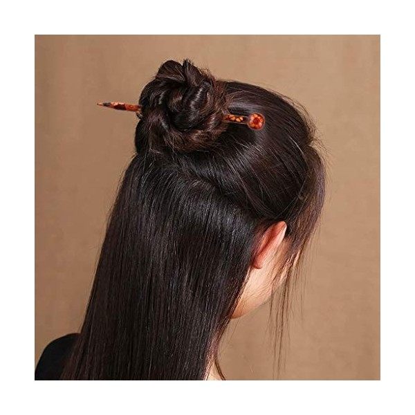 Pofet Lot de 12 épingles à cheveux chinoises en bois pour femme - Motif floral