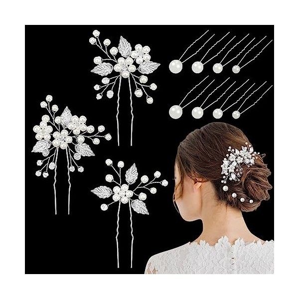 Kiiwah 11 Pcs Épingles à Cheveux de Mariage, Perle Accessoires de Cheveux de Mariée, Pince à Cheveux de Mariée Bijoux à Cheve