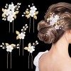 MELLIEX 5 Pièces Épingle à Cheveux de Marriage Perle Pinces à Cheveux Strass Accessoires de Cheveux en Cristal de Fleur pour 