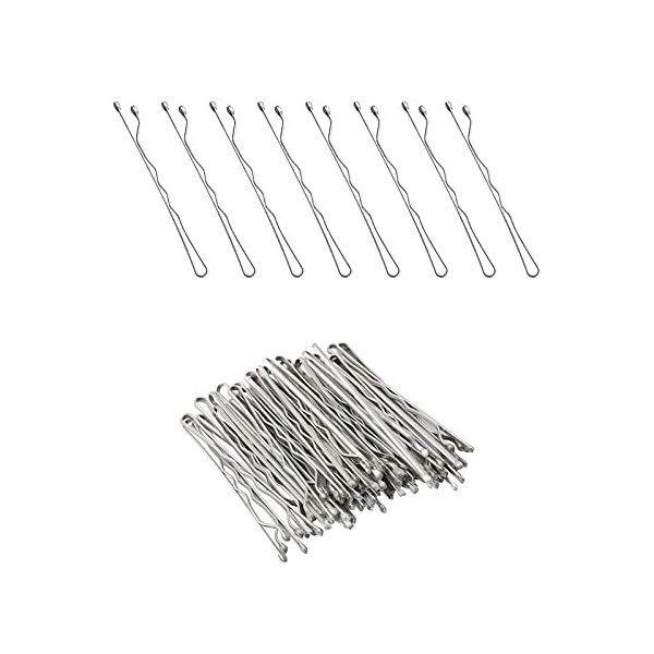 Epingles à Cheveux, 50 Pcs Argent Pinces à Cheveux Bout Rond Métal Bobby Pins pour Femmes Filles