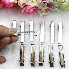 Ultnice Lot de 100 pinces à cheveux crocodiles en métal, plates, 4 cm