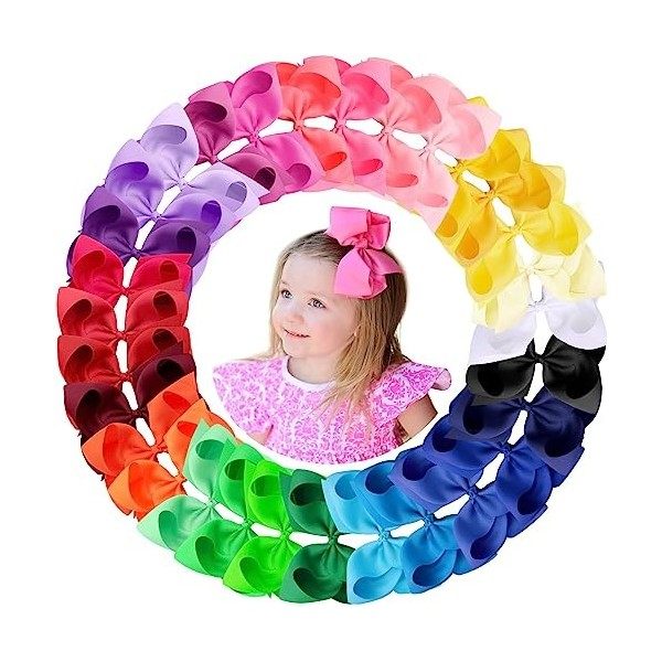 Oaoleer 30 Colors 4 Inch Hair Bows Clips Grosgrain Ribbon Bows Hair Alligator Clips Hair Barrettes Hair Accessories for Girls