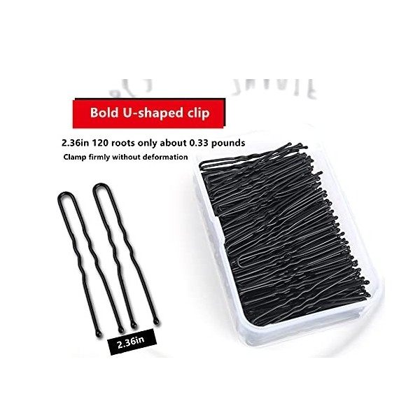 120 Pack U Shaped Hair Pins Bobby Pins Bun Hair Pins,Wedding Bridal Black Hair Pins 6cm…