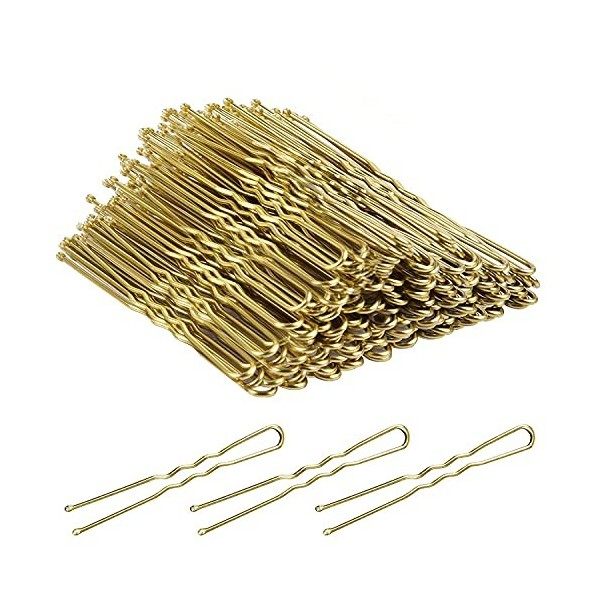 Morgles Lot de 80 épingles à cheveux blonds pour chignon avec boîte Doré 6 cm