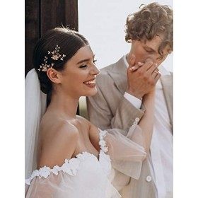 SWEETV Ensemble de 2 épingles à cheveux de mariée strass Accessoires de cheveux de mariage Or Rose Pièces de cheveux pour les