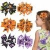 Sibba Lot de 6 épingles à cheveux avec nœud pour Halloween - Motif citrouille chauve-souris - Accessoires pour filles