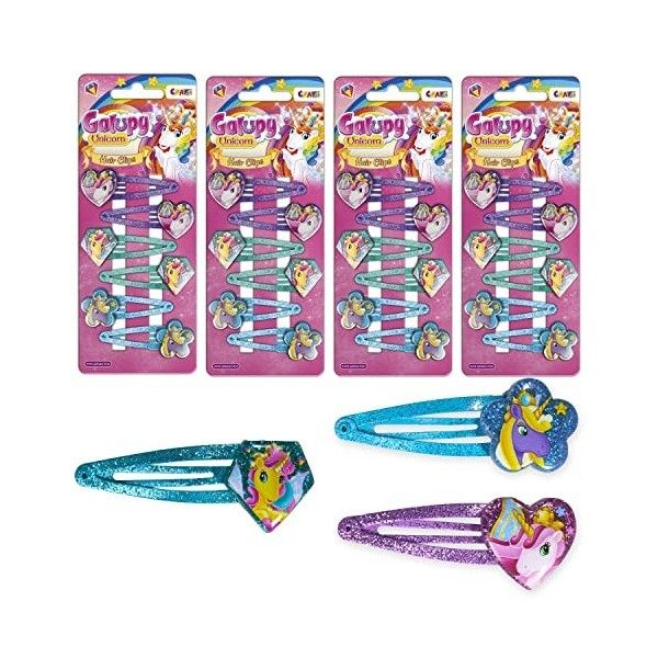 CRAZE GALUPY Barettes Cheveux Fille Set XXL 24x Pinces cheveux Accessoires Cheveux Motif Licorne Bijoux Cheveux Enfant Access