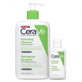 CeraVe Nettoyant Hydratant Visage et Corps, pour Peau de Normal à Sec, avec acide hyaluronique 473 ml + Travel Size Nettoyant