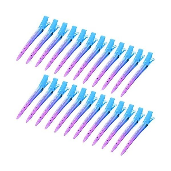 Bantoye Lot de 24 pinces crocodiles en métal antirouille avec trous pour coiffure, coloration des cheveux, dégradé de bleu 8,