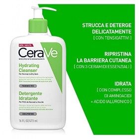 CeraVe Nettoyant Hydratant Visage et Corps, pour Peau de Normal à Sec, avec acide hyaluronique 473 ml + Travel Size Nettoyant...