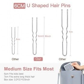 IKOCO Épingles à cheveux en forme de U pour femme avec boîte de rangement 6,1 cm Argenté