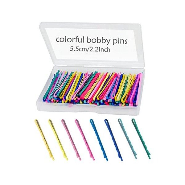 Lot de 110 épingles à cheveux colorées pour filles et femmes, avec jolie boîte, épingles à cheveux colorées pour cheveux, 5,6