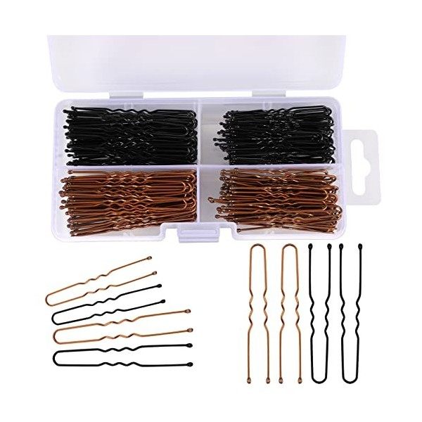 AIEX Épingles à Cheveux Kit Pinces à Cheveux Maintenez Épingles à Cheveux Pinces à Cheveux Pour Femmes 200pcs/Noir+Brun 