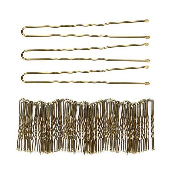 Tbestmax Lot de 300 épingles à cheveux en forme de U pour femme Doré 6 cm