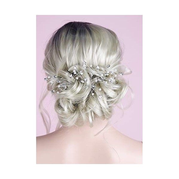 Anglacesmade Épingles à cheveux pour mariée - Doré - Cristal - Perle - Strass - Demoiselles dhonneur - Accessoires pour chev ...