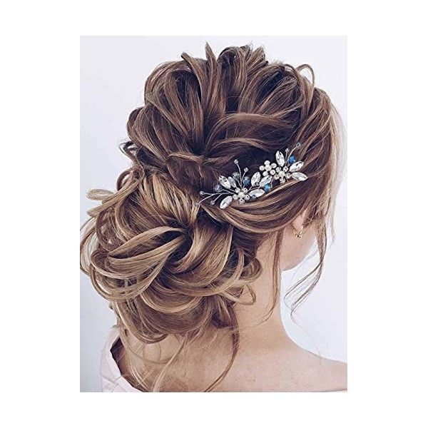 Vakkery Épingles à Cheveux En Cristal De Mariage Pinces à Cheveux En Argent Strass Casque Accessoires De Cheveux De Mariée Po