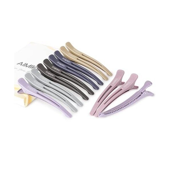 AIMIKE 12pcs Pince Crocodile Cheveux, Pince Cheveux Coiffeur Professionnelles pour la Coupe de Style, Salon et Maison Pinces 